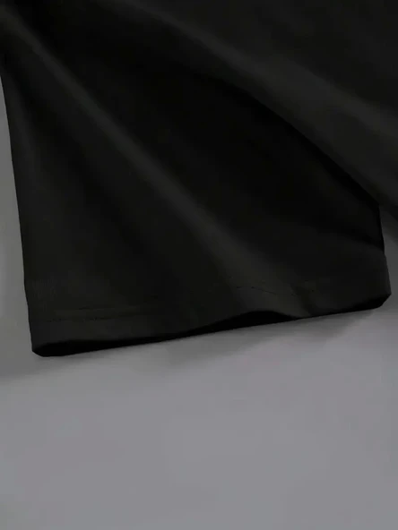 Brooklyn Harf Baskılı Düşük Omuzlu T-shirt, Rahat Kısa Kollu Bol T-shirt, Kadın Giyim - Siyah - Resim 2