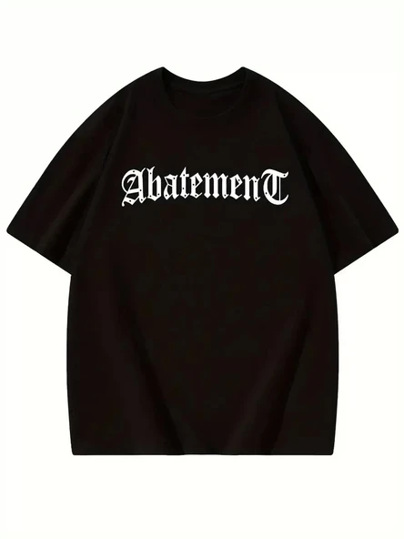 Örümcek Ağı Desenli Baskılı Oversize Bisiklet Yaka T-shirt - Siyah - Resim 2