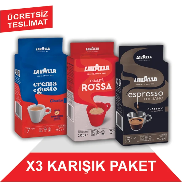 Lavazza Crema e Gusto + Qualita Rossa + Espresso Classico Italiano Filtre Kahve (250gr) 3'Lü Paket