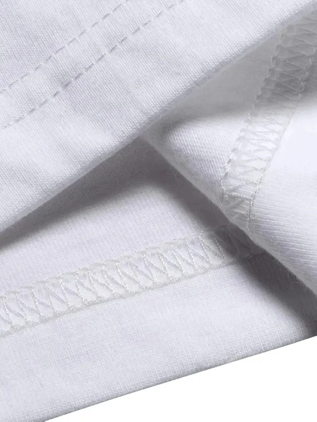 Geniş Kesim Pamuklu Tişört - "GANDHI The Project" Baskılı, Beyaz, Rahat Kesim, Kısa Kollu, Günlük Kıyafet, Her Gün Giyil - Resim 5