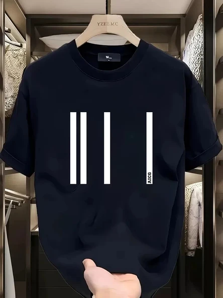 AICG Ön Arka Baskılı Bisiklet Yaka Kadın Oversize Bisiklet Yaka T-shirt - Siyah ürün görseli