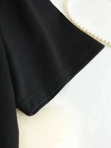 Hi, I don't care. Thanks. (Merhaba, önemli değil. Teşekkürler.) Baskılı Oversize Bisiklet Yaka T-shirt - Siyah - Resim 3