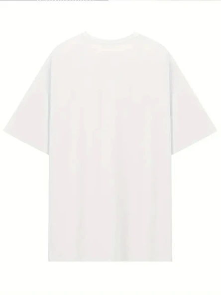 [Günlük T-Shirt] Hafif Kadın Günlük T-Shirt | Bol Kesim, Kısa Kollu, Yuvarlak Yaka, Eğlenceli Karikatür Ayı ve "Umrumda - 4