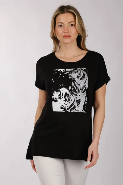 KAPLAN BASKILI SIRT DETAYLI TSHİRT ürün görseli 1