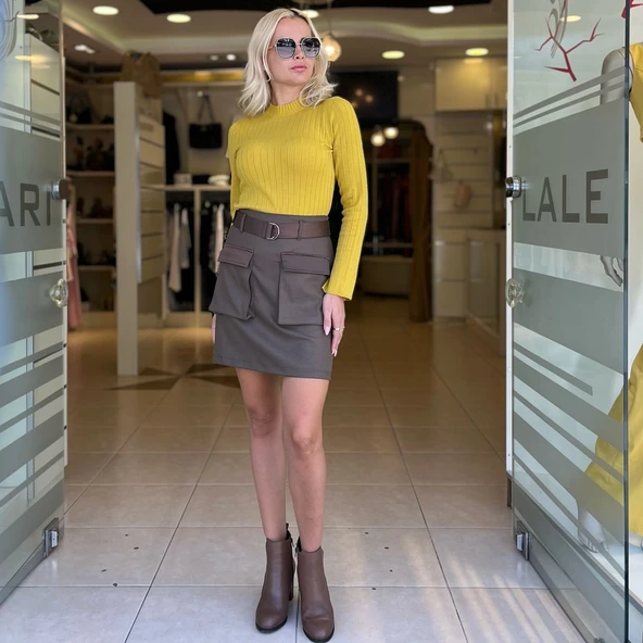 PARAŞÜT KUMAŞ GARNİLİ KISA ETEK ürün görseli