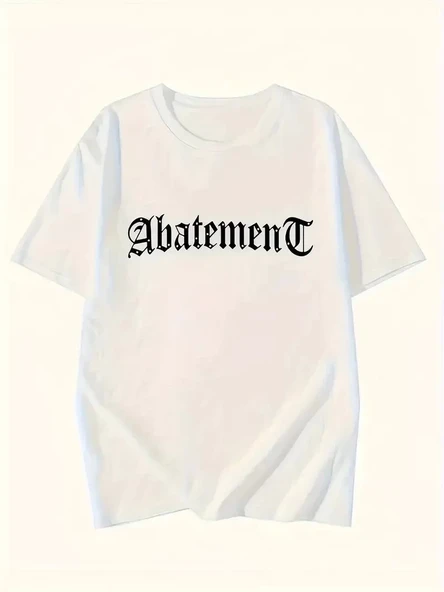 Örümcek Ağı Desenli Baskılı Oversize Bisiklet Yaka T-shirt  - Beyaz - Resim 2