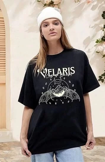 Kadın Bisiklet Yaka Baskılı T-shirt - Siyah ürün görseli