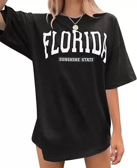 Kadın Bisiklet Yaka Baskılı T-shirt - Siyah - Resim 2