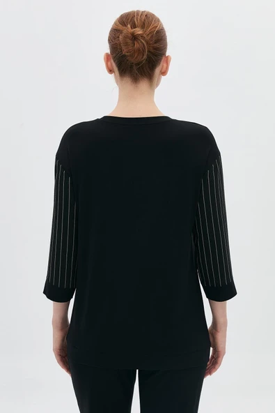 YILDIZ APLİKELİ TAŞLI ÇİZGİLİ TRUVAKARTSHİRT - Resim 5