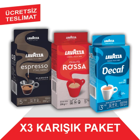 Lavazza Decaf My Easy Day Classico + Qualita Rossa + Espresso Classico Italiano Filtre Kahve (250gr) 3'Lü Paket ürün görseli 1