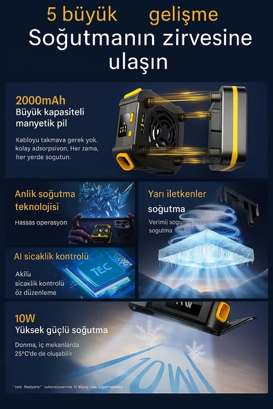 mobil soğutma fanı soğutucu radyatör yarı iletken 2000 mah kablosuz pil manyetik - 5