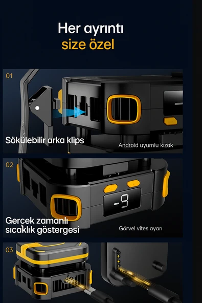 mobil soğutma fanı soğutucu radyatör yarı iletken 2000 mah kablosuz pil manyetik - 6