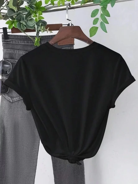 Baskılı Kadın T-shirt - Siyah - 2