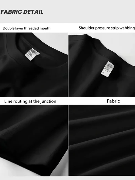 Geniş Kesim Pamuklu Tişört - "GANDHI The Project" Baskılı, Siyah, Rahat Kesim, Kısa Kollu, Günlük Kıyafet, Her Gün Giyil - Resim 4