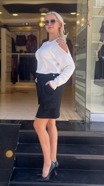 SÜET KUMAŞ MİNİ ETEK - Resim 4