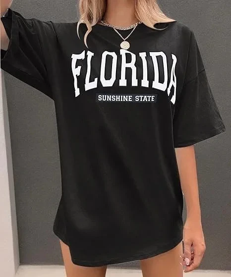 Kadın Bisiklet Yaka Baskılı T-shirt - Siyah ürün görseli