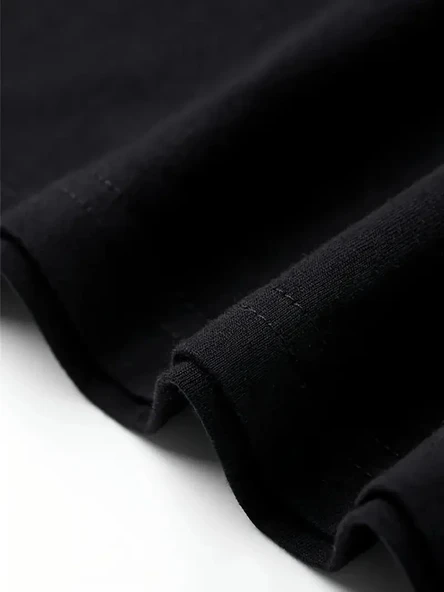 Rahat Bisiklet Yaka Tişört, Yaratıcı Karikatür Baskı - Yumuşak Polyester, Her Mevsim Giyilebilir- Siyah - Resim 3