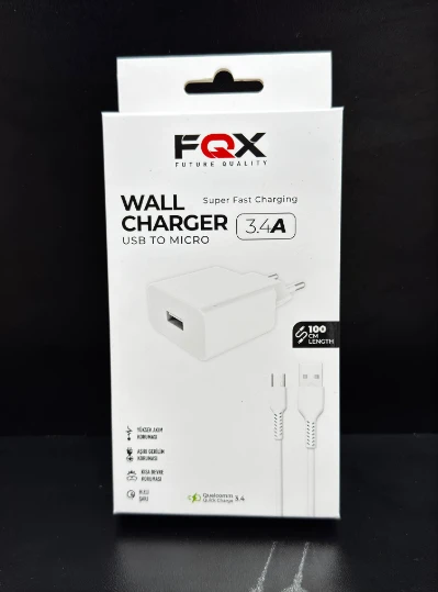 FQX 3.4A Hızlı Şarj Adaptörü (Micro to  USB) - Resim 2