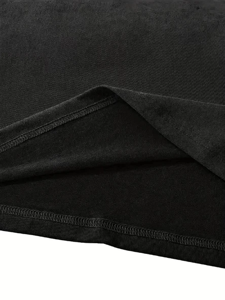 fiyonk Ön Arka baskılı siyah oversize unisex Kısa Kol t-shirt- Siyah - Resim 3