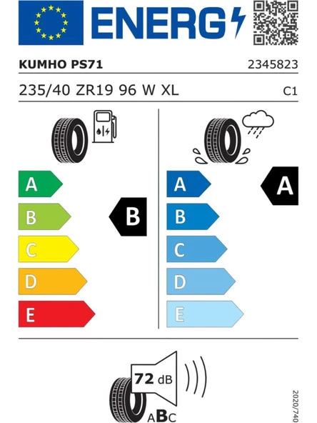 Kumho 235/40R19 96W XL ECSTA PS71 (EV) 2025 Üretim Yaz Lastiği - Resim 2