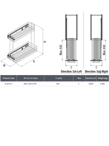 Starax S-2214-C Yandan Teleskopik Raylı Krom Deterjanlık - 3