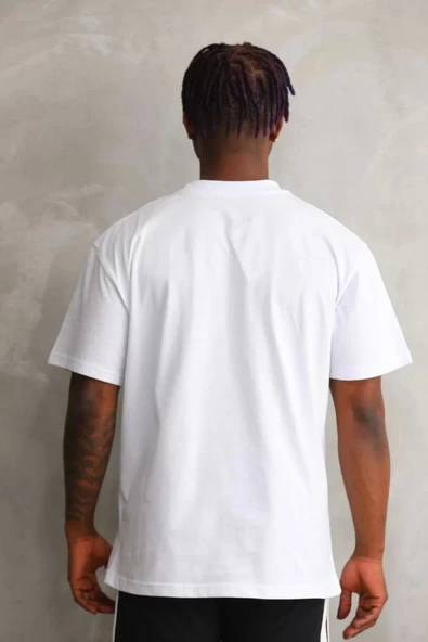Unisex Oversize Kolye Dahil T-Shirt - Beyaz - 5