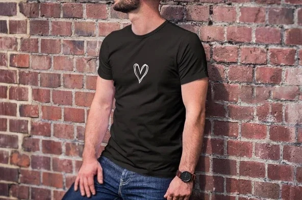 Unisex Bisiklet Yaka Baskılı Oversize T-Shirt - Siyah ürün görseli