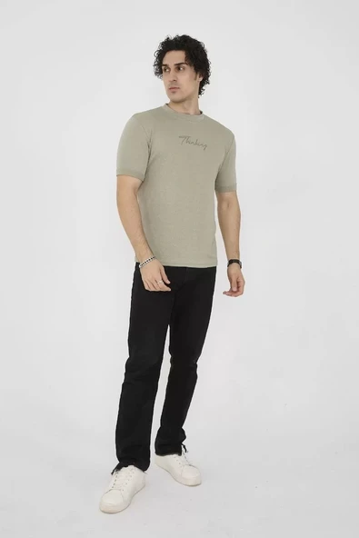 Unisex Bisiklet Yaka Slim fit T-Shirt- Açık Yeşil - 5