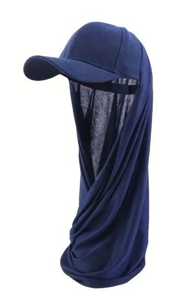 Yazlık Nefes Alabilen Lacivert Tesettür Şapka – Geniş Kenarlı, UV Koruması, Rahat ve Şık ürün görseli