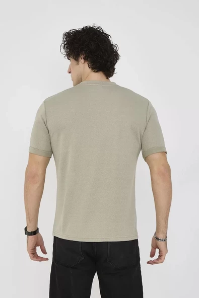 Unisex Bisiklet Yaka Slim fit T-Shirt- Açık Yeşil - Resim 8