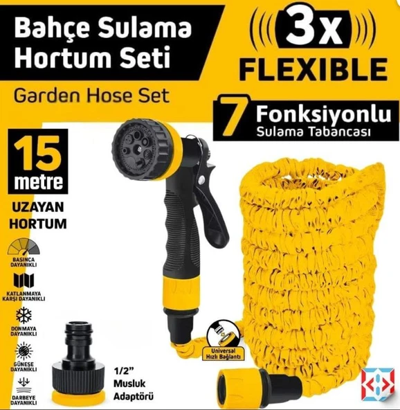 Sgs 7 Fonksiyonlu Bahçe Sulama Hortum Seti 5-15 m - 4