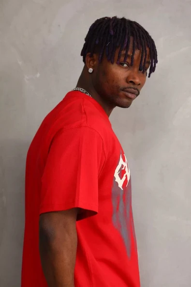 Unisex Baskılı Oversize T-Shirt - Kırmızı - Resim 6