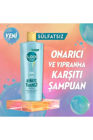 ELİDOR COLLAGEN BLENDS SÜLFATSIZ SAÇ BAKIM ŞAMPUANI ALWAYS YOUNG ONARICI VE YIPRANMA KARŞITI 350 ML - 2