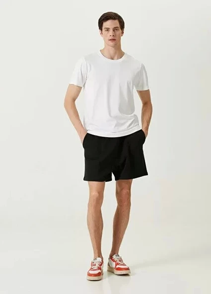 Unisex Basic Bisiklet Yaka Regular T-Shirt - Beyaz - Resim 4