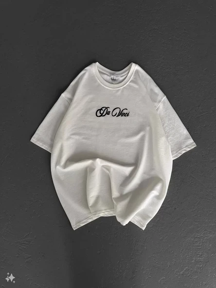 Unisex Baskılı Oversize T-Shirt - Beyaz - Resim 4