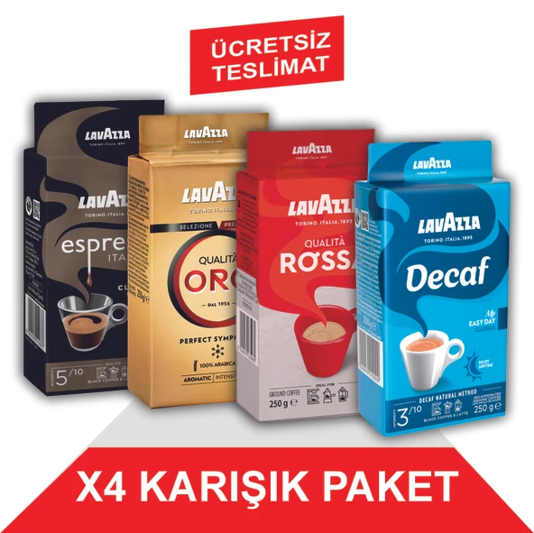 Lavazza Decaf My Easy Day Classico + Qualita Oro + Qualita Rossa + Espresso Classico Italiano Filtre Kahve (250gr) 4'Lü Paket