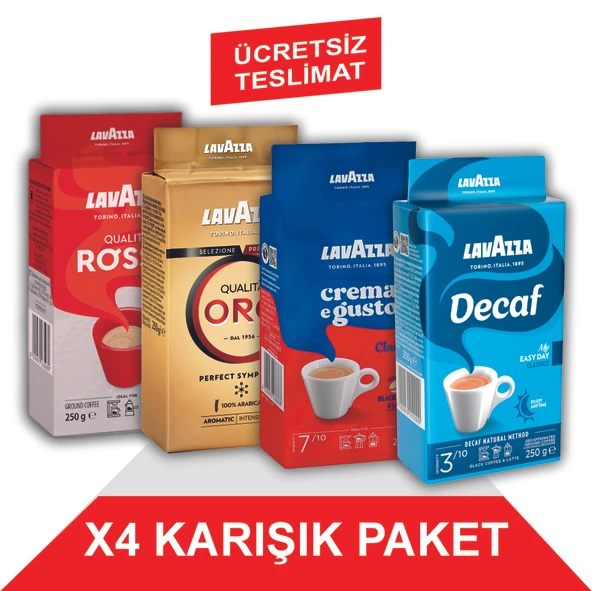 Lavazza Decaf My Easy Day Classico + Qualita Oro + Crema e Gusto + Qualita Rossa Filtre Kahve (250gr) 4'Lü Paket