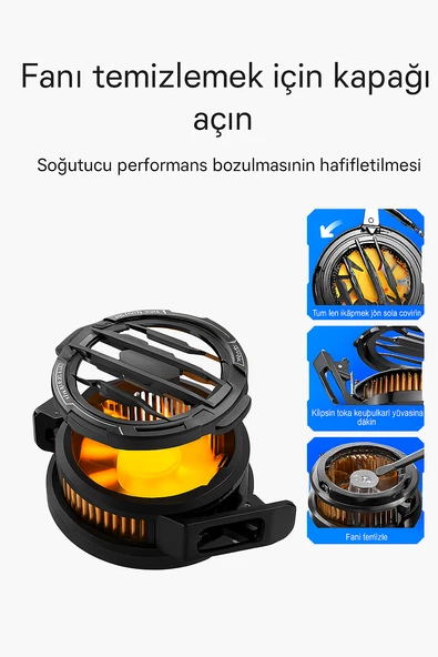 QASUL Magsafe Destekli Ultra Güçlü Telefon Soğutucu Kablolu Rgb Fan - 2