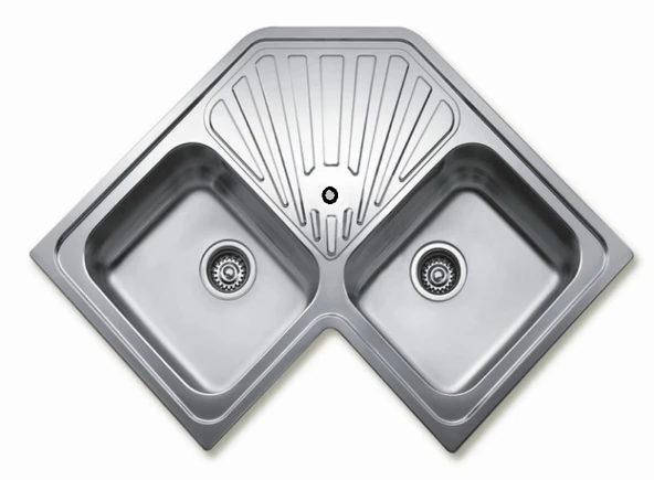 TEKA CLASSİC ANGULAR 2B PASLANMAZ ÇELİK MUTFAK KÖŞE EVYE ürün görseli 1