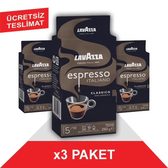 Lavazza Espresso Classico Italiano Filtre Kahve (250gr) x3