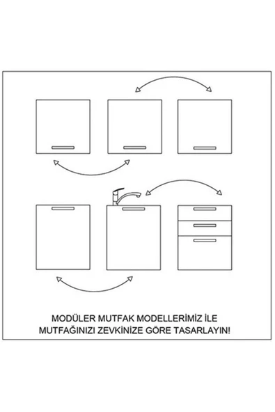 visasconcept 300 Cm Mdf Gövde Mebran Kapak Üç Çekmeceli Reyhan Hazır Mutfak - Antrasit - Beyaz(TEZGAH DAHİL) - 6