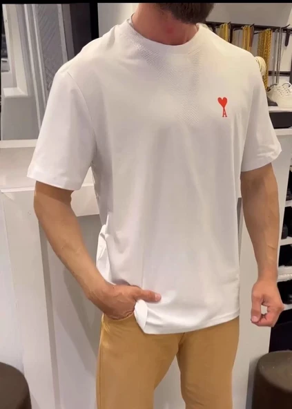 Unisex Bisiklet Yaka Baskılı Oversize T-Shirt - Beyaz ürün görseli