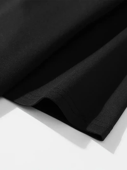 "Neden Bana Bakıyorsun?" Komik Kedi Grafik Tişört - Dijital Baskılı Siyah Bol Kesim Streetwear Tişört, Erkekler için Dör - Resim 3