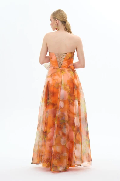 ELBISE UZUN STRAPLEZ EMPIRME - Resim 6