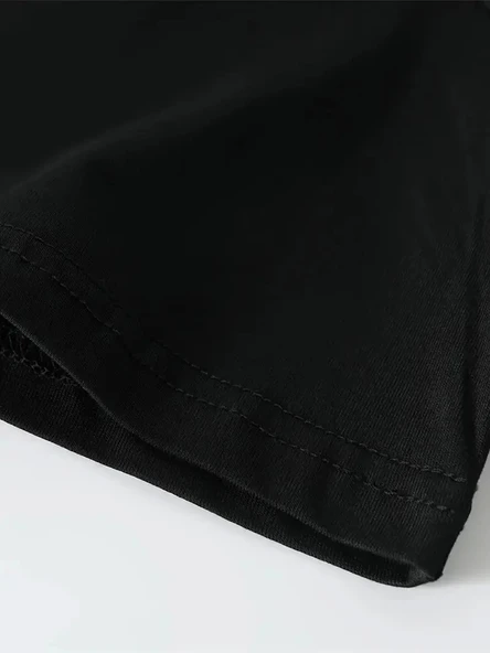 Büyük Beden Erkek "Whatever" Baskılı Tişört, Oversize Erkekler İçin Yaz Modası Kısa Kollu Tişörtler - Siyah - Resim 3