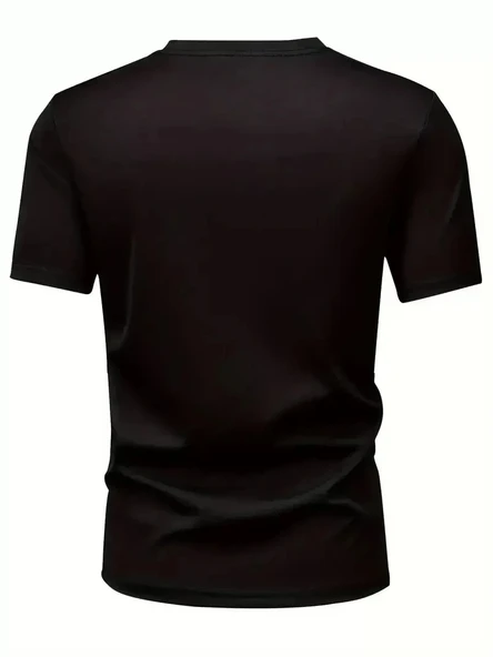 20/1 Penye Compack Baskılı Oversize Bisiklet Yaka Kısa Kol T-shirt - Siyah - Resim 2