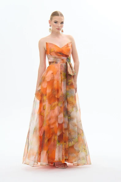 ELBISE UZUN STRAPLEZ EMPIRME - Resim 3