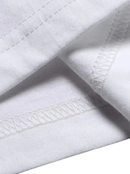 Pembe Panter Baskılı Erkek Oversize Günlük Kısa Kollu Tişört İlkbahar ve Yaz için Mükemmeldir - Beyaz - Resim 5