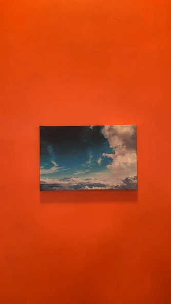 Gökyüzü Ve Bulut Manzaralı Natürel Ahşap Çerçeve Ev İşyeri Ofis Duvar Kanvas Tablo MNZ14 - Resim 5