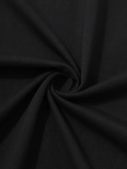 20/1 Penye Compack Palmiye Ön Baskılı Oversize Bisiklet Yaka Kısa Kol Yazlık T-shirt - Siyah - Resim 5